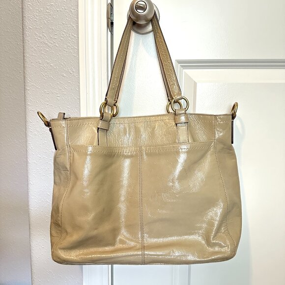 COACH | Chelsea Taupe Patent Leather Tote Satchel Bag F14022 | Cream - Picture 2 of 16